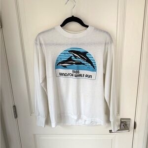 Vintage 80s Windsor Whale Run 1985 Long Sleeve Shirt Single Stitch MEDIUM